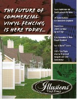 The full line of Illusions Vinyl fence styles availabkle in all heights and your choice of the Illusions Classic colors, Grand illusions Color Spectrum colors or Grand Illusions or the Grand Illusions WoodBond wood grain vinyl fence.