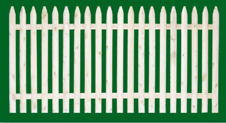 Eastern White Cedar spaced picket fence has a rounded face picket and is only available with Spruce back rails and in four foot height.