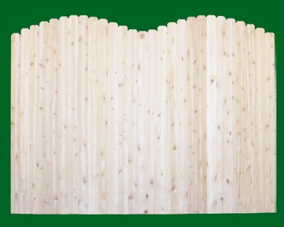 Eastern White Cedar Solid Shaped Privacy Fence panel - Double Crown -  with a number 11 picket top.