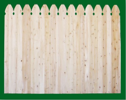 Eastern White Cedar with Gothic style pickets top. NOTE: These pickets are actually two pieces of 1x4 that are not joined together - this panel should be used where the grade is flat or in a 'stepped' installation!