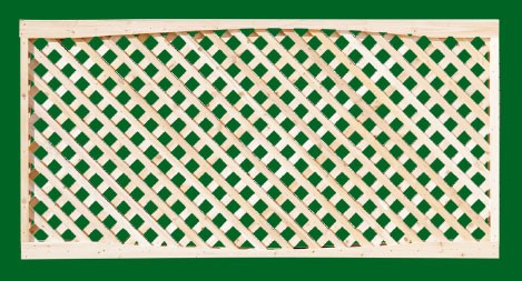 Eastern White Cedar Lattice Panel with top fascia board and diagonal lattice. Also available with square lattice.