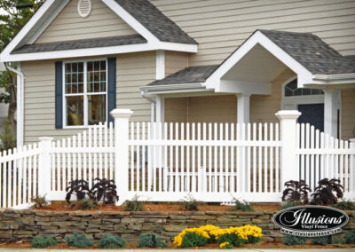 8x8 Majestic posts with a Classic Victorian picket fence by Illusions vinyl fence.