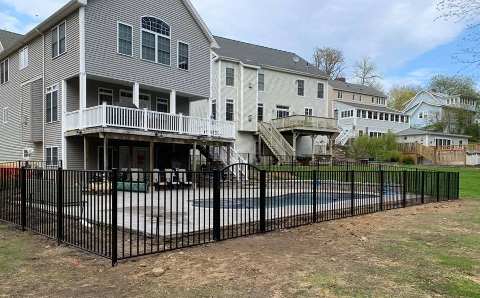 A 2 rail 48 inch aluminum fence by Eastern Ornamental Aluminum.