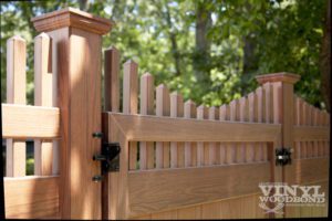 V3707 Grand Illusions WoodBond gate. All Illusions gates are available in widths of up to six feet for single leaves and 12 feet for double gates. We suggest the Illusions 'X-Tra Strong' hinge when install any of their gates over 4 feet wide.