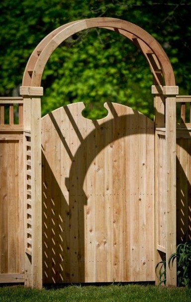Eastern White Cedar gates are available in 5 different shaped tops. This is Style 40 and you can order any of the designs in 4 or 5 foot widths an in heights to match your fence.