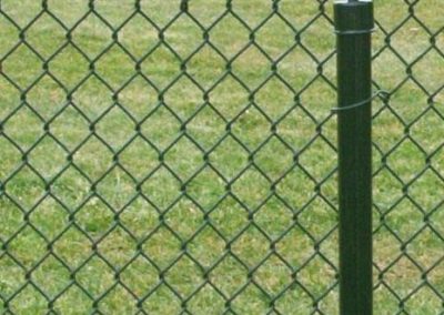 Powder coated chain link fence framework is available in a choice of colors with 'fabric' to match.