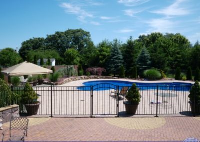 Eastern Aluminum Fence EO54202 54 inch BOCA pool code compliant pool fence shown here with an Accent Gate