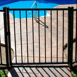 Eastern Ornamental Aluminum EO40V staraight top gate shown with 2x2 posts. EO40V also offers accent gates!