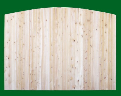 Eastern White Cedar Solid Shaped Privacy Fence panel - Convex - with pickets cut to the convex.