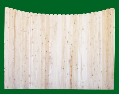 Eastern White Cedar Solid Shaped Privacy Fence  panel - Scalloped - with a number 11 picket top.