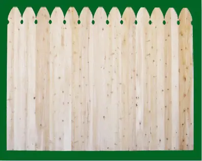 Eastern White Cedar with Gothic style pickets top. NOTE: These pickets are actually two pieces of 1x4 that are not joined together - this panel should be used where the grade is flat or in a 'stepped' installation!