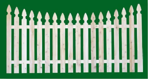 Eastern White Cedar Picket Fence panel with a number 2 shaped picket and scalloped top.