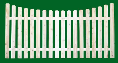 Eastern White Cedar Picket Fence panel with a number 5 shaped picket and scalloped top